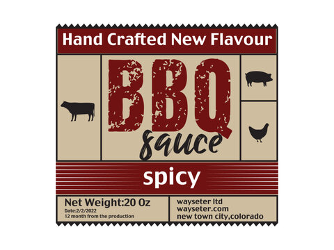 hand crafted BBQ spicy sauce label design, bbq, bbq label design, spicy food