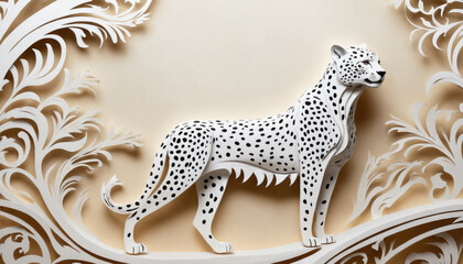 Fantasy Illustration of a wild animal cheetah. Digital art style wallpaper background.