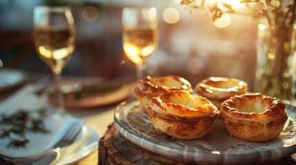 Naklejka premium Several Pastel de Nata a Portuguese egg custard tart pastry