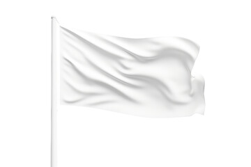 White Flag Waving in the Wind. On a White or Clear Surface PNG Transparent Background..