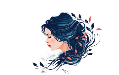 Nature beauty leaves in her hair decoration icon