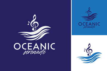 Oceanic Serenade Logo Template: Evoke sea tranquility & beauty, ideal for beach resorts or marine conservation.
