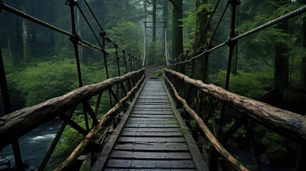 Obraz premium wooden bridge in the forest