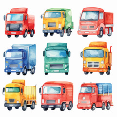 Cartoon Trucks Clipart Watercolor Truck clipart