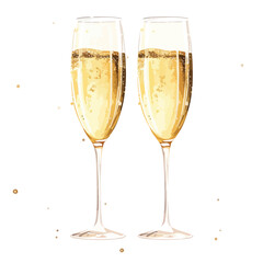 Champagne Flutes with Bubbles Clipart 