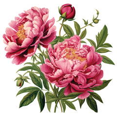 Chinese Peony clipart isolated on white background