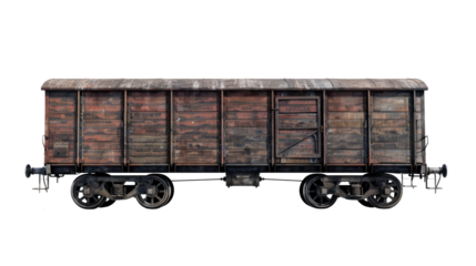 Vintage train on railroad isolated on transparent background