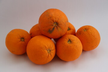Fresh ripe oranges as background, top view