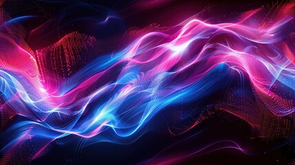 3d abstract digital and tech with wave neon color background