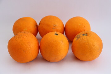 Fresh ripe oranges as background, top view