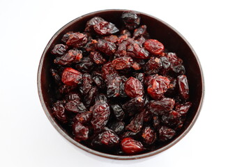 Dried black grape berry Jumbo, close-up with white background