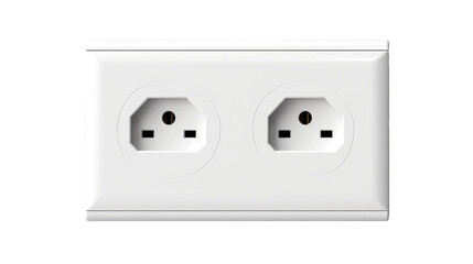 double european electrical socket on white isolated background