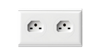 double european electrical socket on white isolated background
