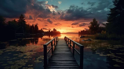 Foto op Canvas sunset on the lake © faiz