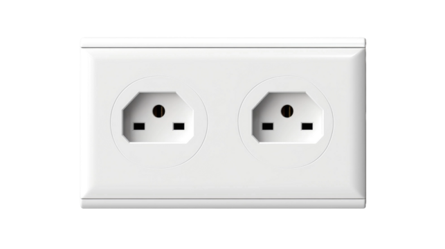 double european electrical socket on white isolated background