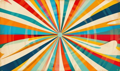 vintage background with colorful rays, stripes and lines in retro colors in the style of a vintage poster