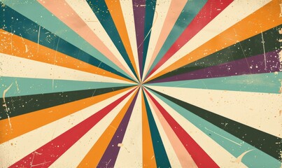vintage background with colorful rays, stripes and lines in retro colors in the style of a vintage poster