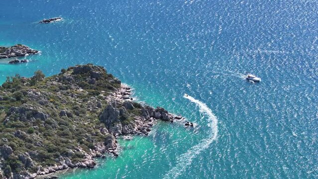 Kalekoy and Kekova Island Beach, Kaputas Beach Drone Video, Kaş Antalya, Turkiye (Turkey)