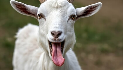 A Goat With Its Tongue Sticking Out Tasting The A Upscaled 3 - obrazy, fototapety, plakaty