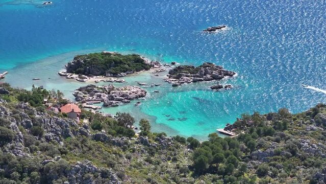 Kalekoy and Kekova Island Beach, Kaputas Beach Drone Video, Kaş Antalya, Turkiye (Turkey)