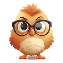Cute chicken face wearing nerd eyeglass clipart