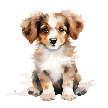 Cute dog clipart with watercolor clipart