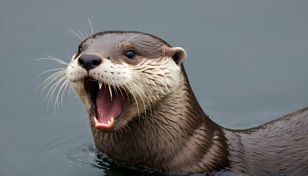 An Otter With Its Mouth Open Displaying Its Impre Upscaled 2