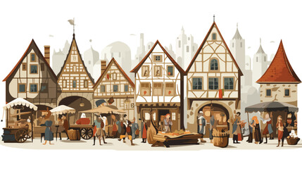 A bustling marketplace in a medieval fantasy realm f