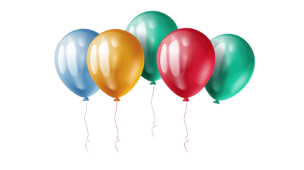 multicolored balloons on an isolated white background