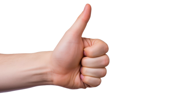 male hand showing index finger to the side, isolated on white background