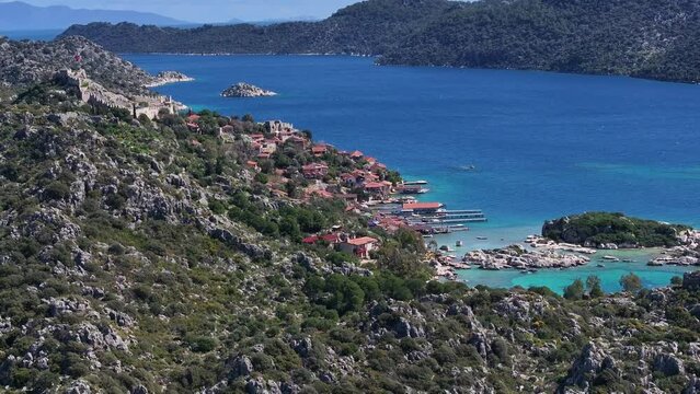 Kalekoy and Kekova Island Beach, Kaputas Beach Drone Video, Kaş Antalya, Turkiye (Turkey)