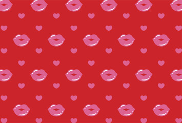 seamless pattern with lips and hearts for banners, cards, flyers, social media wallpapers, etc.