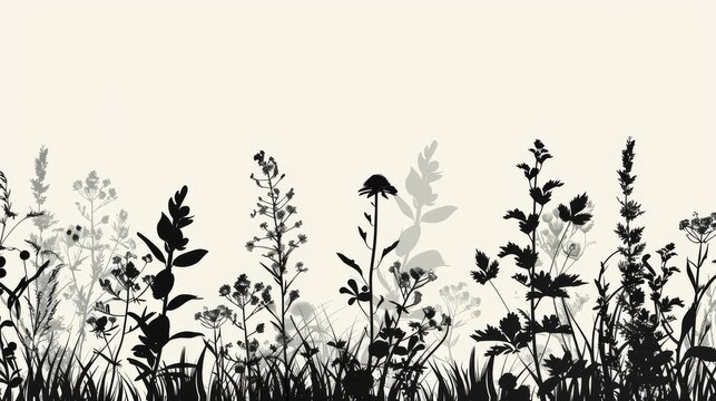 A modern background featuring wild herbs and flowers