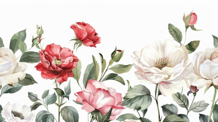 Watercolor flowers and leaves, suitable for birthdays, weddings and other holiday and summer cards. Modern illustration.
