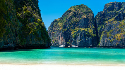 Beautiful Maya Bay beach on Phi Phi Ley island in Thailand.