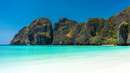 Beautiful Maya Bay beach on Phi Phi Ley island in Thailand.