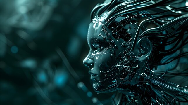 Ethereal Cyborg Visage Exploring the Digital Frontier