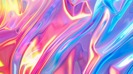 Iridescent holographic shimmer, rainbow hues, background with copy space, creative clean design, - obrazy, fototapety, plakaty