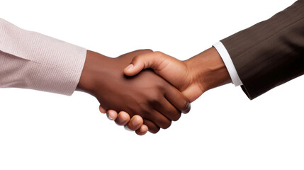 white and african american businessman handshake on a white isolated background