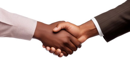 white and african american businessman handshake on a white isolated background