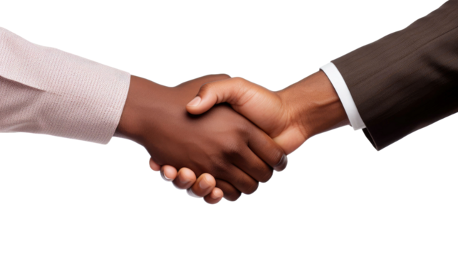 white and african american businessman handshake on a white isolated background - Powered by Adobe