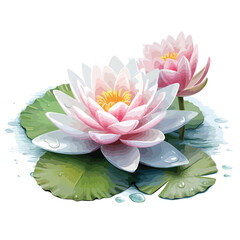 Delicate Water Lily Clipart clipart isolated on white