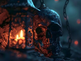 Glowing Skull Emanating Eerie Supernatural Presence