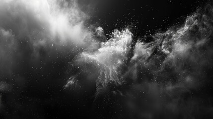 Realistic White Dust Overlay Meticulously Crafted Against a Black Background. Subtle Texture Enhancement Concept. - obrazy, fototapety, plakaty