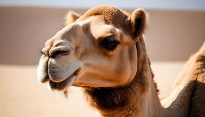 A Camel Chewing Cud With A Contemplative Expressio Upscaled 2 - obrazy, fototapety, plakaty
