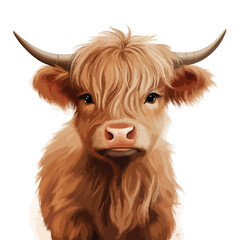 Easter Highland cow clipart clipart isolated on white