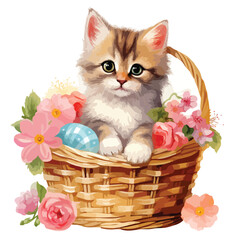 Easter kitty in a basket clipart clipart isolated on