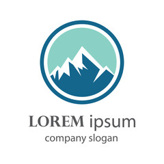 high and snowy mountain logo design