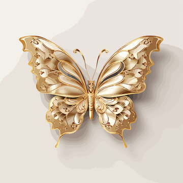 Elegant Golden Butterfly Clipart