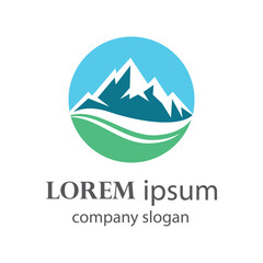 high and snowy mountain logo design